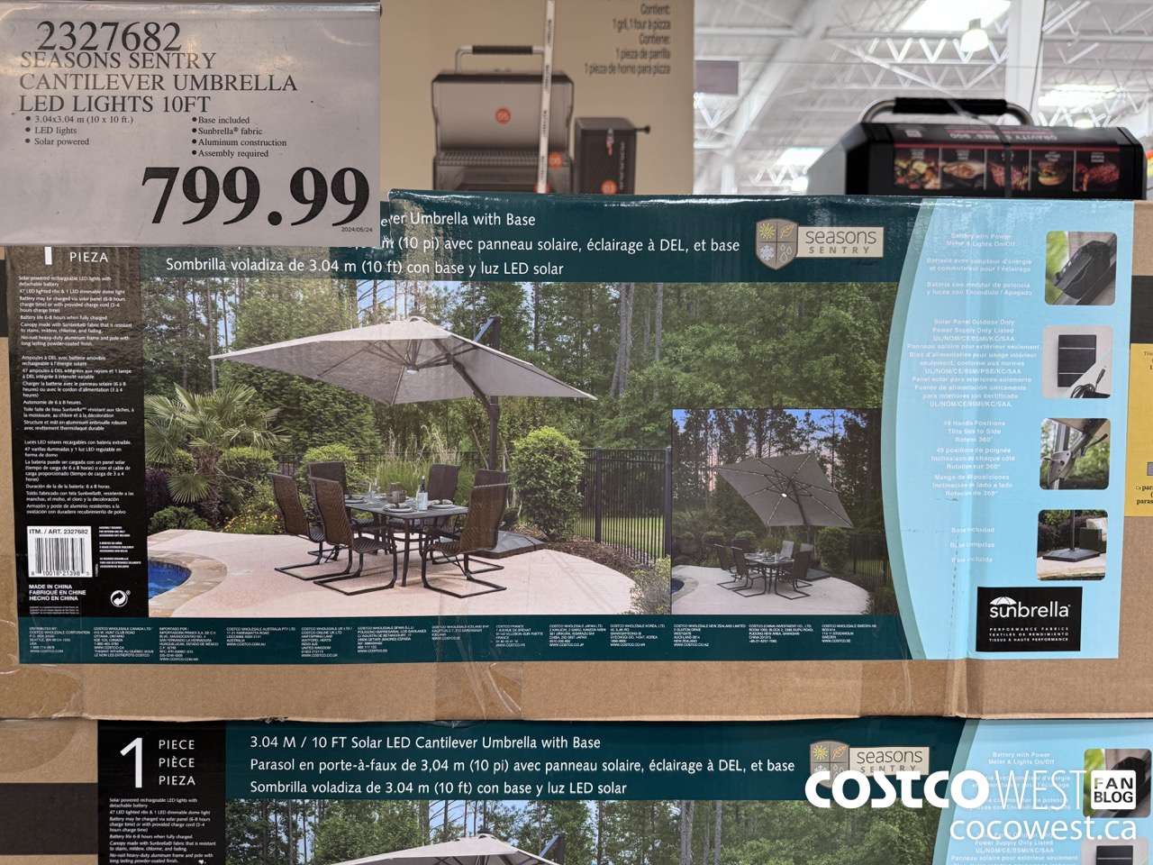 2327682 SEASONS SENTRY CANTILEVER UMBRELLA LED LIGHTS 10FT $799.99