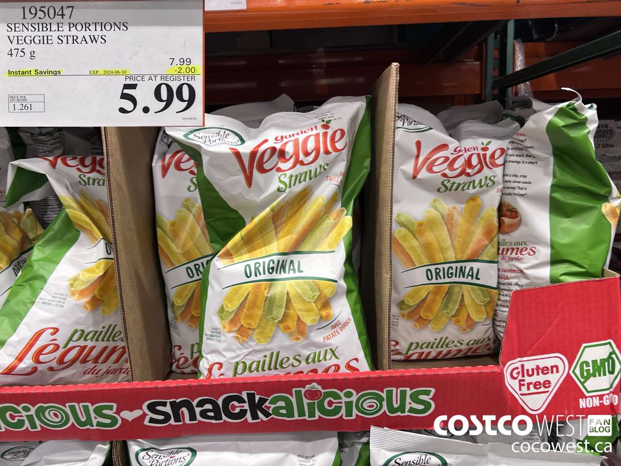 195047 SENSIBLE PORTIONS VEGGIE STRAWS 475 g ($2.00 INSTANT SAVINGS EXPIRES ON 2024-06-30) $5.99