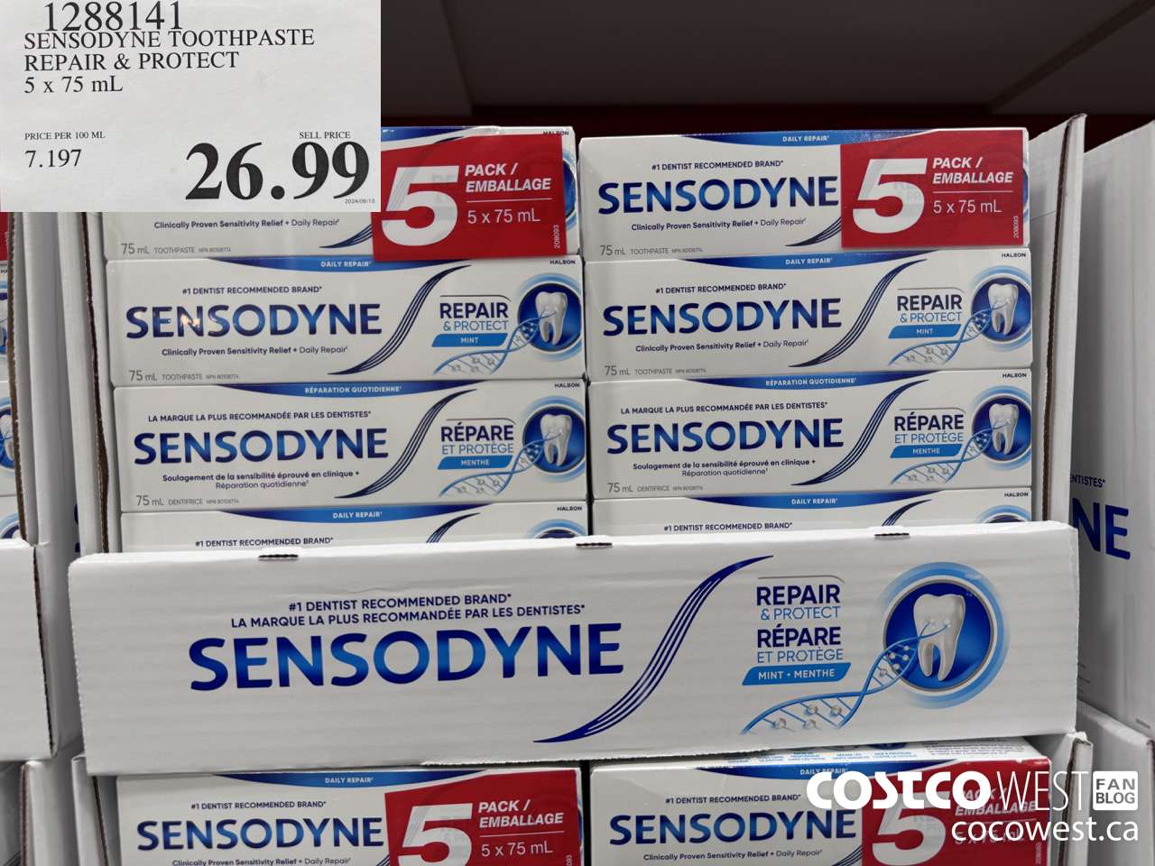 1288141 SENSODYNE TOOTHPASTE REPAIR & PROTECT 5 X 75ML $26.99