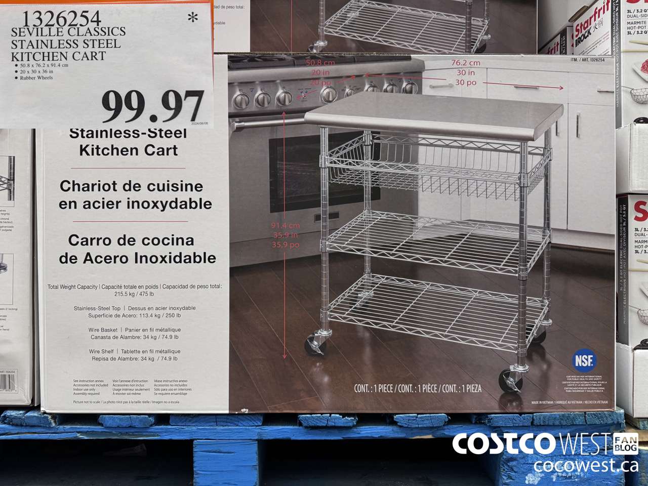 1326254 SEVILLE CLASSICS STAINLESS STEEL PREP CART $99.97