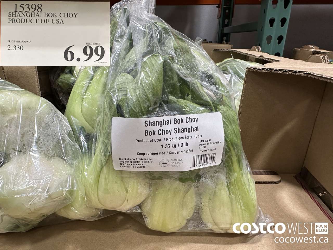 15398 SHANGHAI BOK CHOY PRODUCT OF USA $6.99