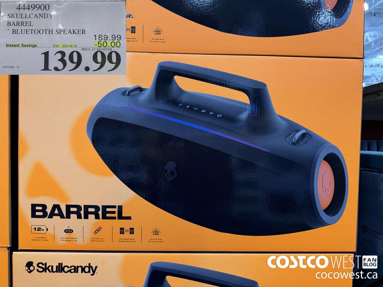 4449900 SKULLCANDY BARREL BLUETOOTH SPEAKER ($50.00 INSTANT SAVINGS EXPIRES ON 2024-06-30) $139.99