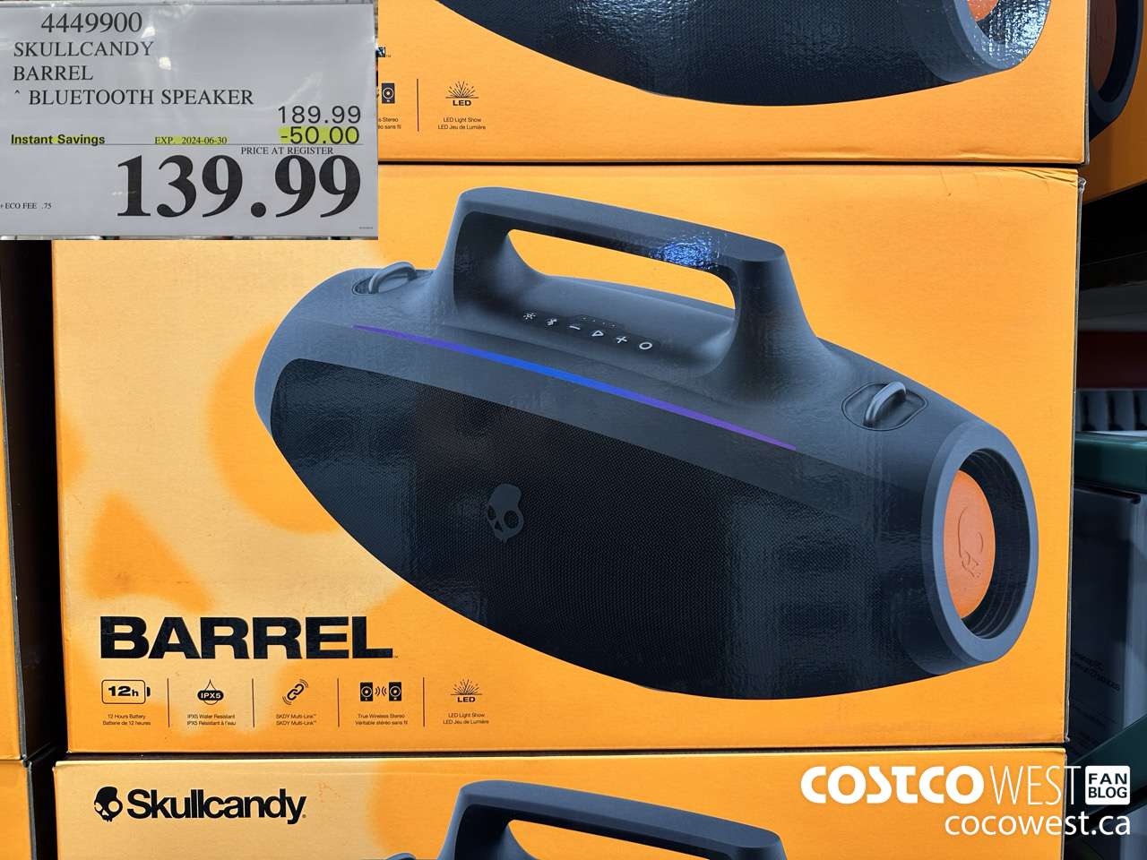 4449900 SKULLCANDY BARREL BLUETOOTH SPEAKER ($50.00 INSTANT SAVINGS EXPIRES ON 2024-06-30) $139.99