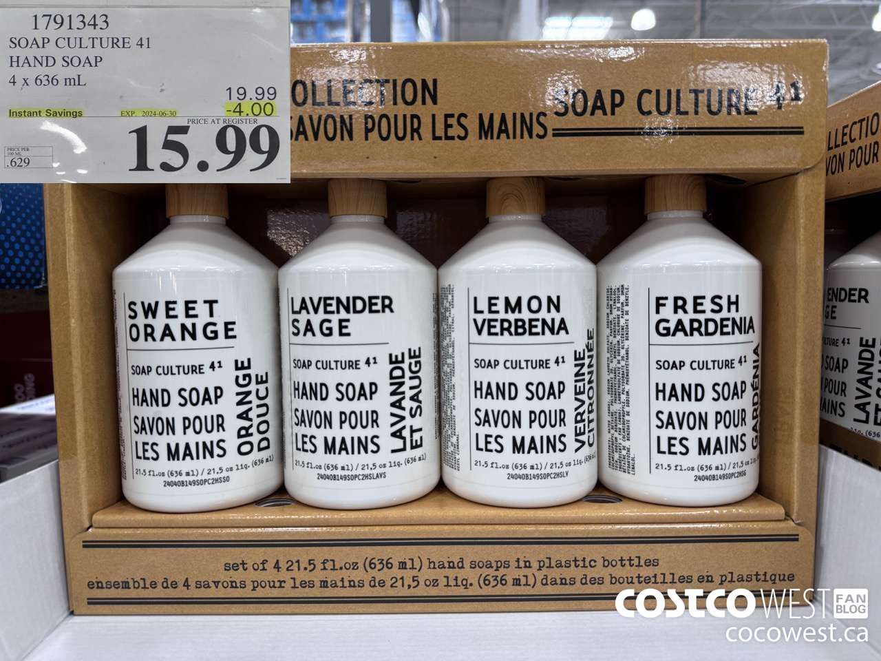 1791343 SOAP CULTURE 41 HAND SOAP 4 X 626ML ($4.00 INSTANT SAVINGS EXPIRES ON 2024-06-30) $15.99