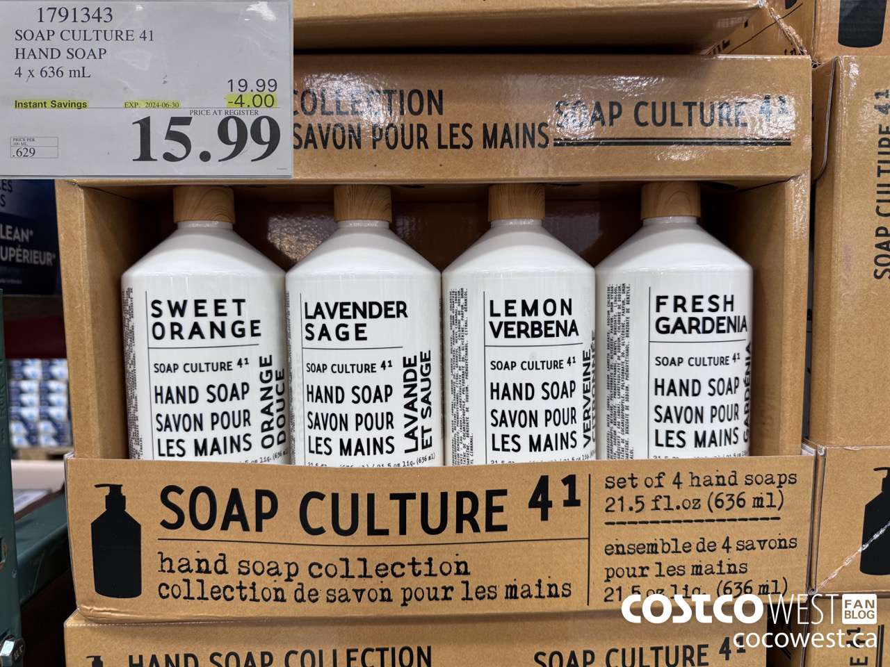 1791343 SOAP CULTURE 41 HAND SOAP 4 X 626ML ($4.00 INSTANT SAVINGS EXPIRES ON 2024-06-30) $15.99
