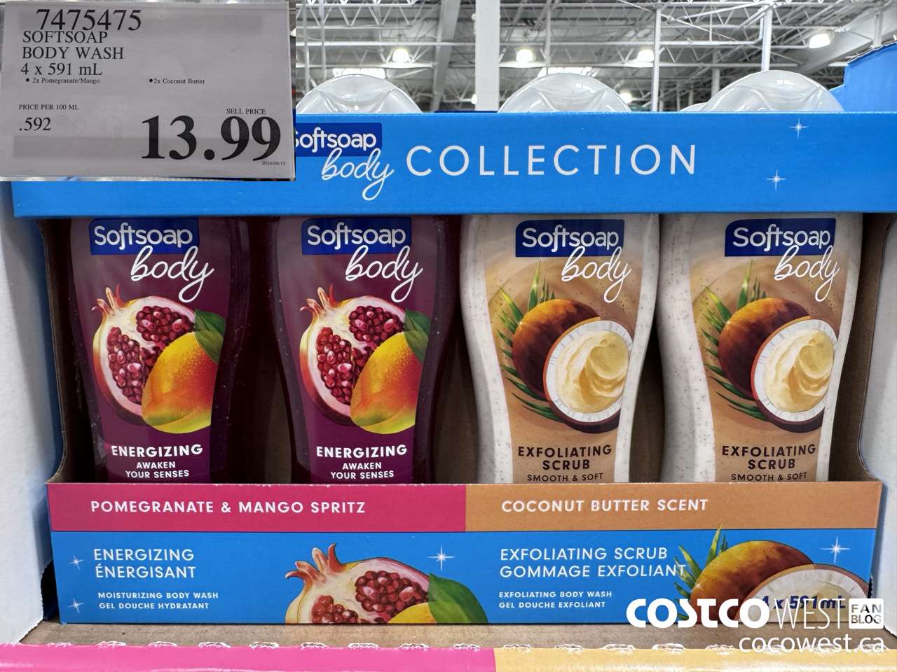 7475475 SOFTSOAP BODY WASH 4 x 591 mL $13.99