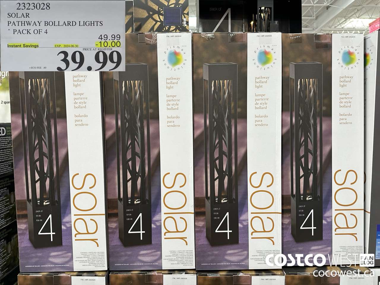 2323028 SOLAR PATHWAY BOLLARD LIGHTS PACK OF 4 ($10.00 INSTANT SAVINGS EXPIRES ON 2024-06-30) $39.99