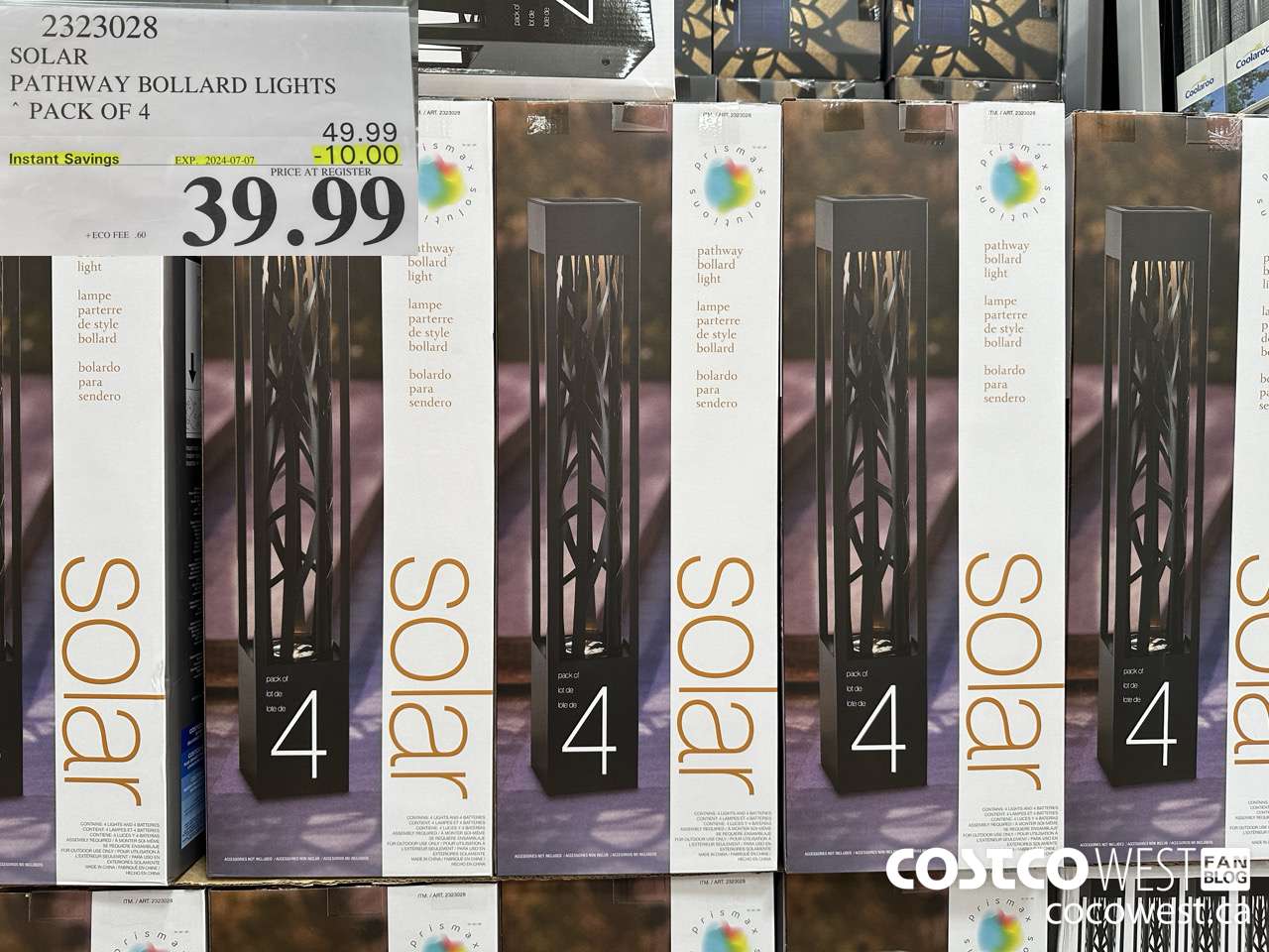 2323028 SOLAR PATHWAY BOLLARD LIGHTS PACK OF 4 ($10.00 INSTANT SAVINGS EXPIRES ON 2024-07-07) $39.99