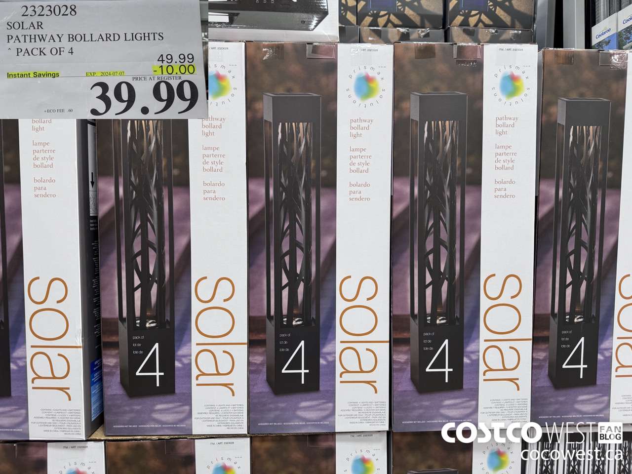 2323028 SOLAR PATHWAY BOLLARD LIGHTS PACK OF 4 ($10.00 INSTANT SAVINGS EXPIRES ON 2024-07-07) $39.99