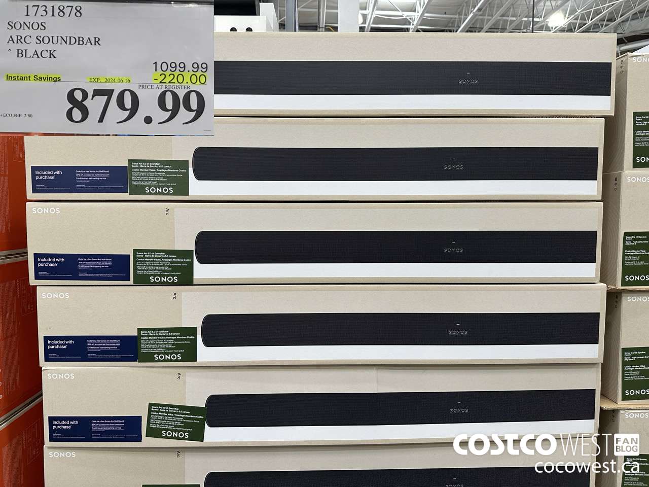 1731878 SONOS ARC SOUNDBAR W/DOLBY ATMOS ($220.00 INSTANT SAVINGS EXPIRES ON 2024-06-16) $879.99