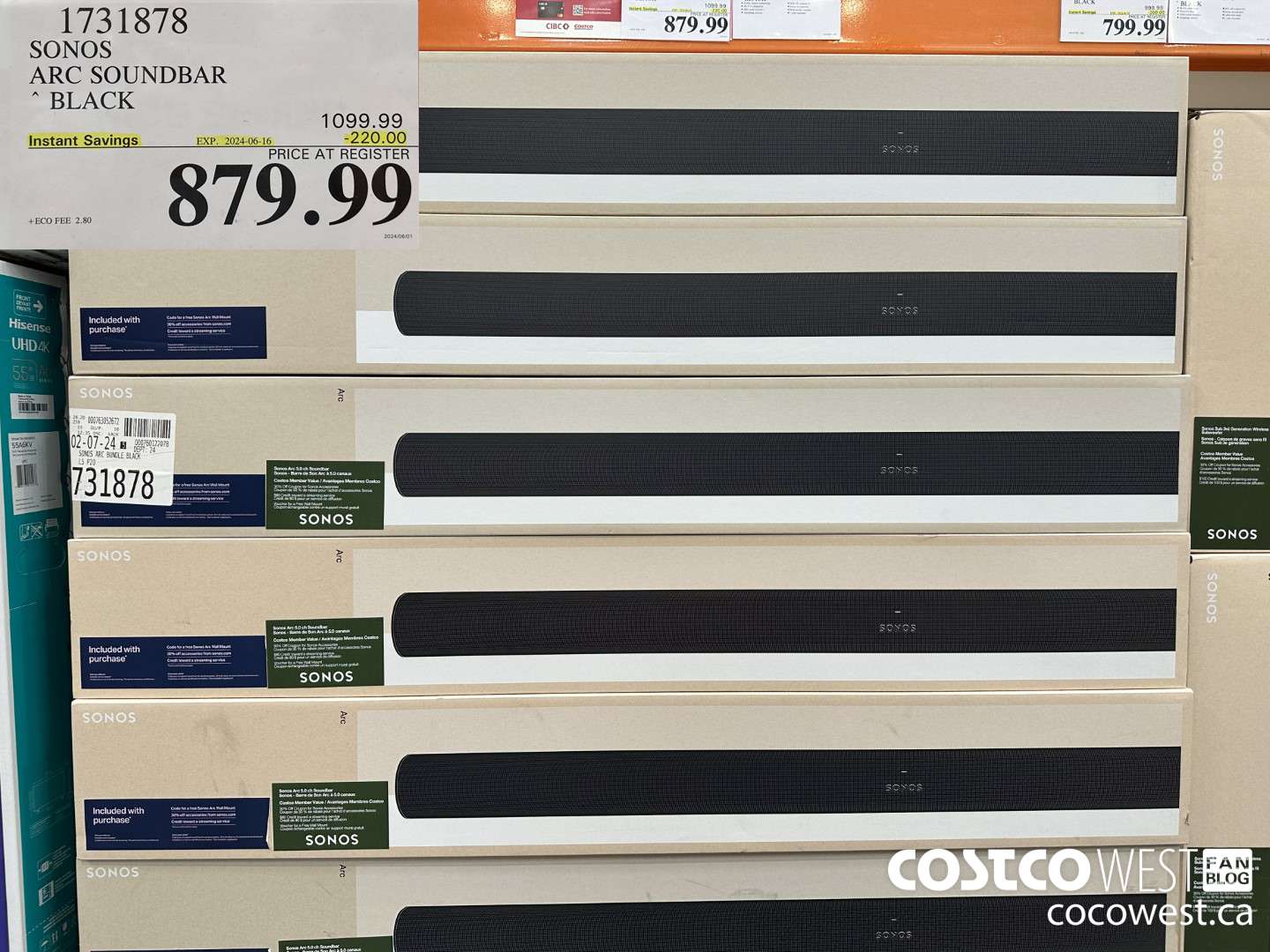 1731878 SONOS ARC SOUNDBAR W/DOLBY ATMOS ($220.00 INSTANT SAVINGS EXPIRES ON 2024-06-16) $879.99