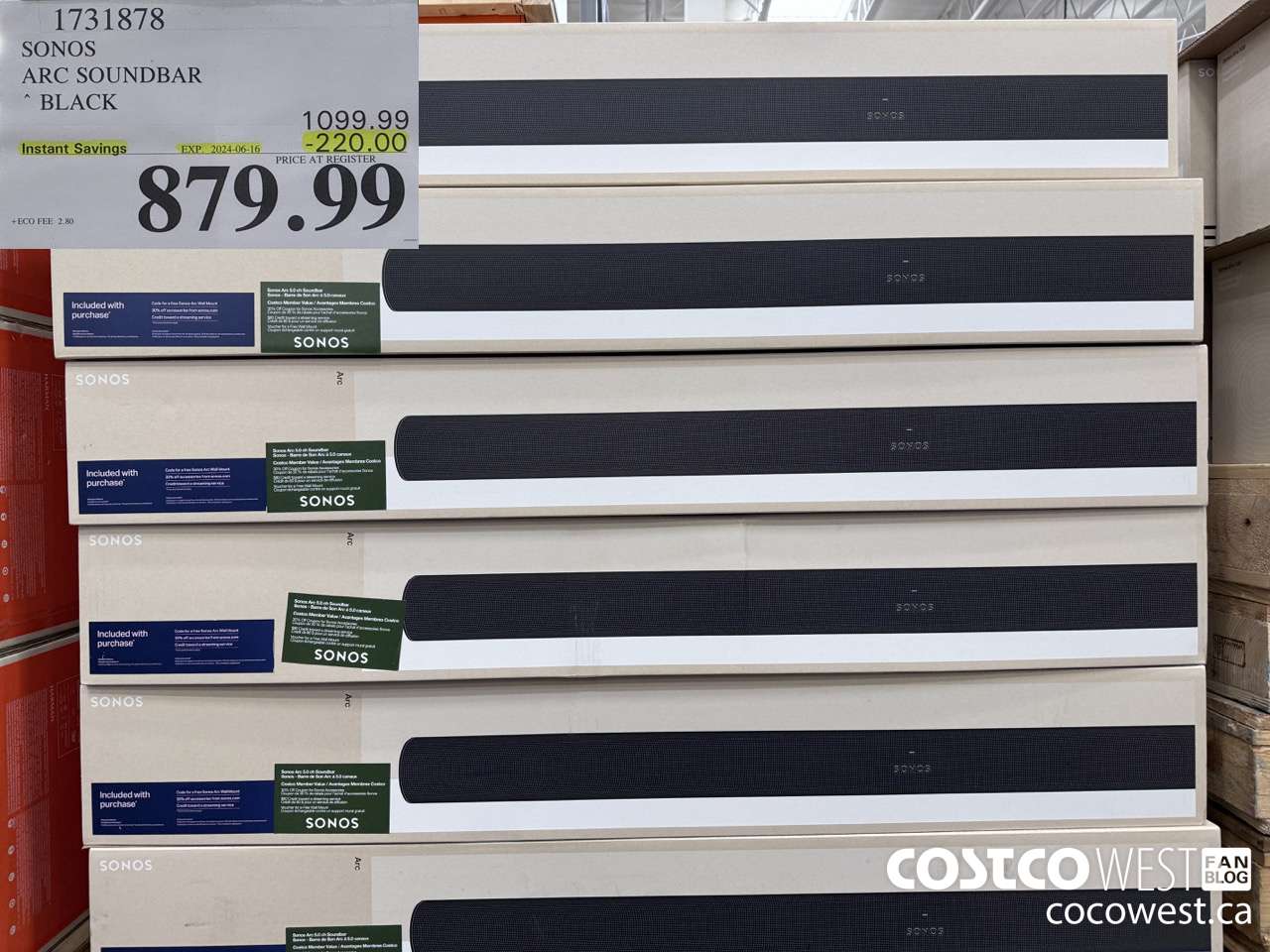 1731878 SONOS ARC SOUNDBAR W/DOLBY ATMOS ($220.00 INSTANT SAVINGS EXPIRES ON 2024-06-16) $879.99