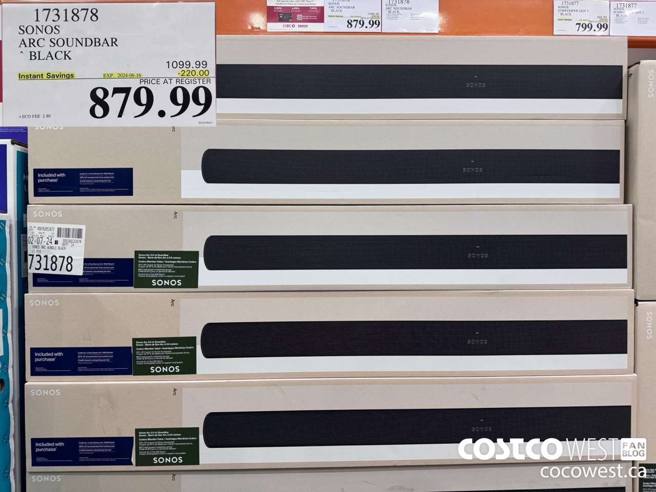 1731878 SONOS ARC SOUNDBAR W/DOLBY ATMOS ($220.00 INSTANT SAVINGS EXPIRES ON 2024-06-16) $879.99