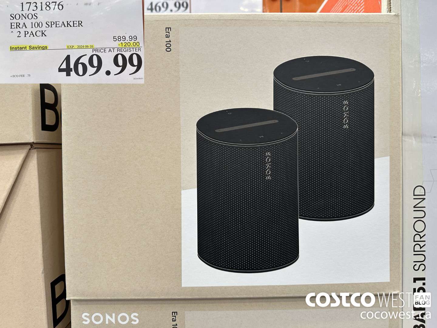 1731876 SONOS ERA 100 SPEAKER 2 PACK ($120.00 INSTANT SAVINGS EXPIRES ON 2024-06-16) $469.99