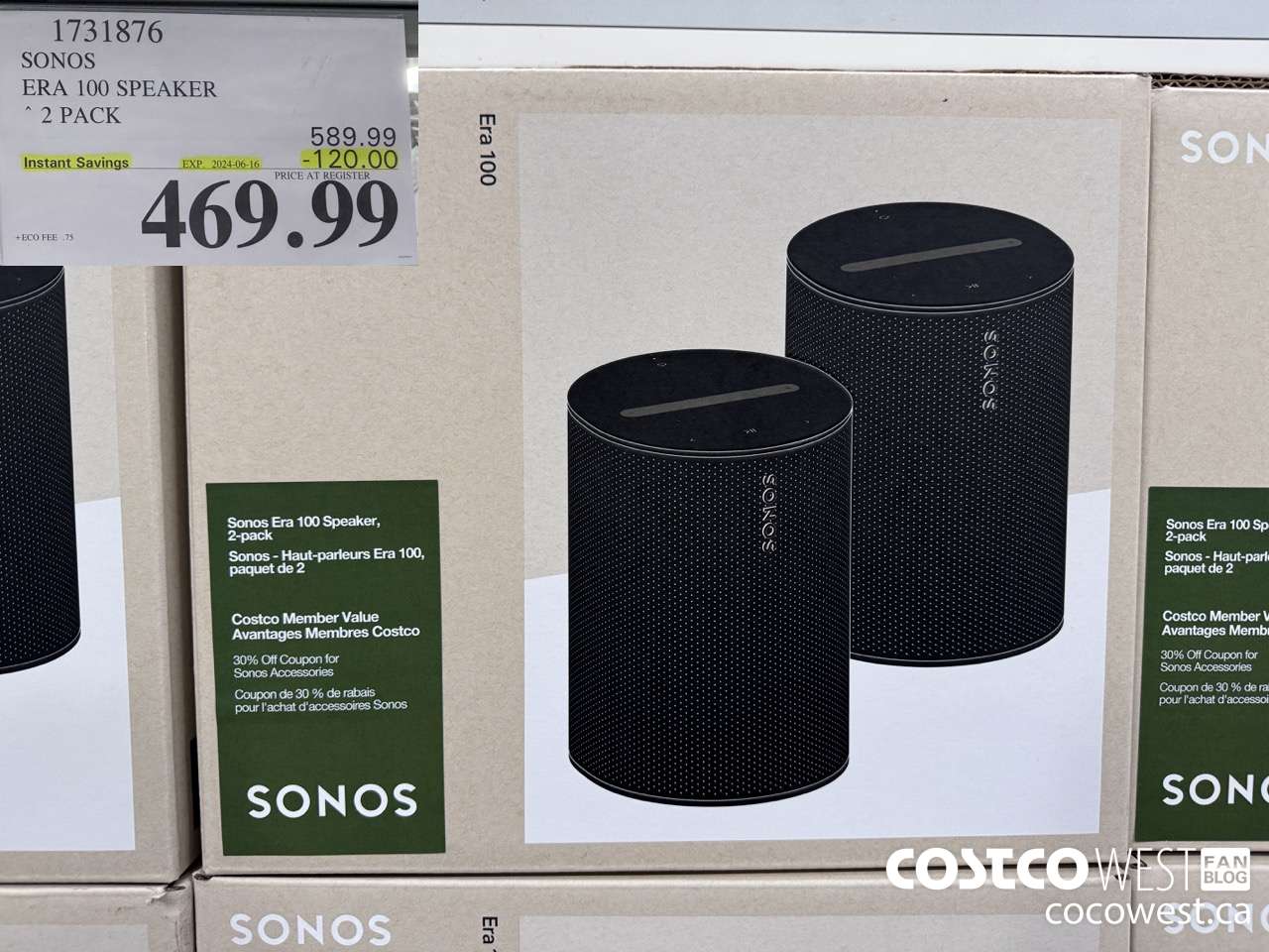 1731876 SONOS ERA 100 SPEAKER 2 PACK ($120.00 INSTANT SAVINGS EXPIRES ON 2024-06-16) $469.99