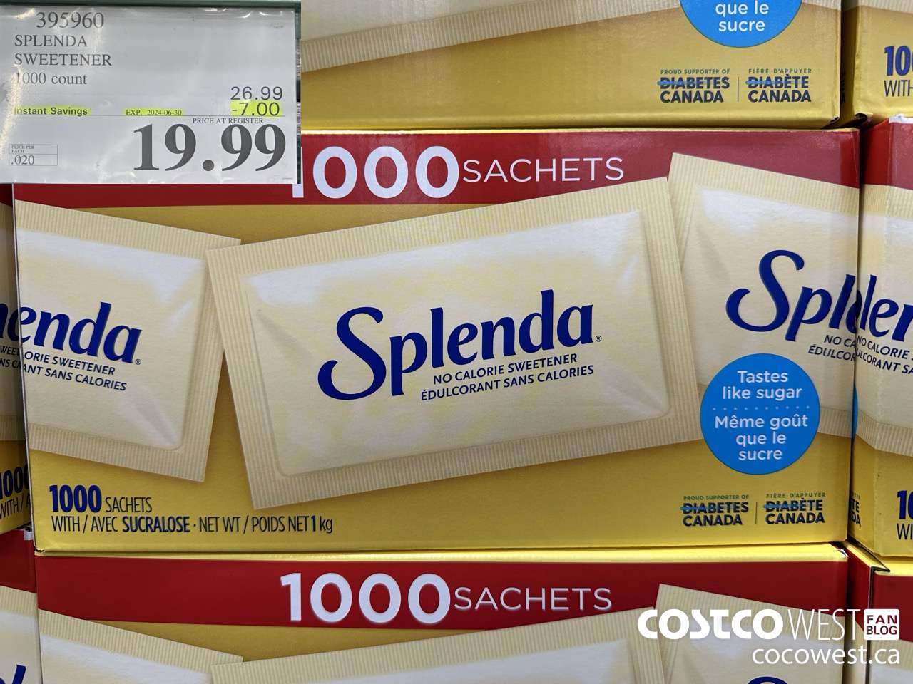 395960 SPLENDA SWEETENER 1000 PACKETS ($7.00 INSTANT SAVINGS EXPIRES ON 2024-06-30) $19.99