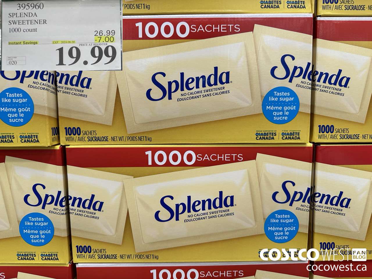 395960 SPLENDA SWEETENER 1000 PACKETS ($7.00 INSTANT SAVINGS EXPIRES ON 2024-06-30) $19.99
