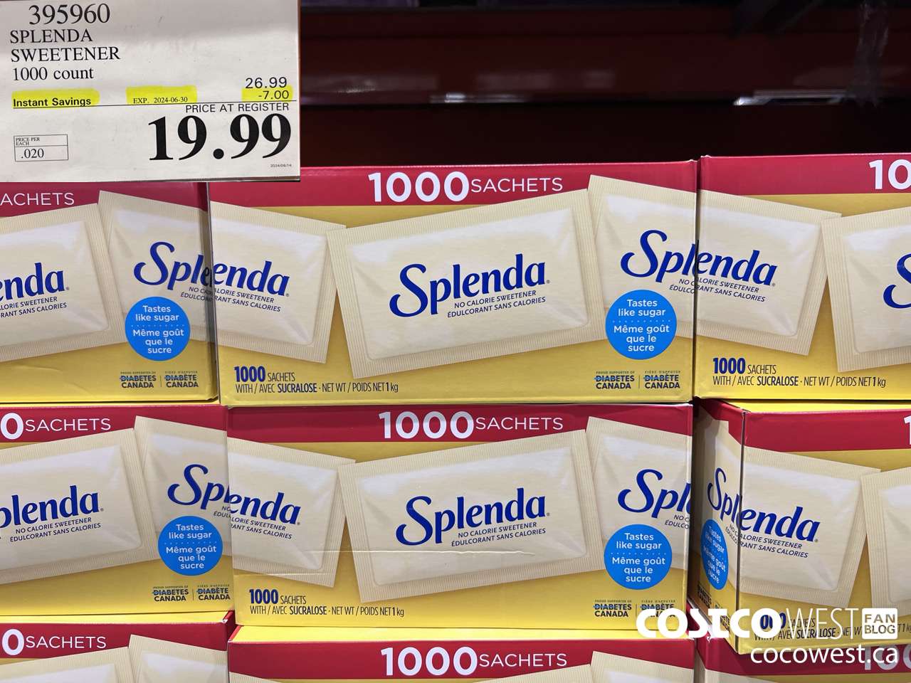 395960 SPLENDA SWEETENER 1000 PACKETS ($7.00 INSTANT SAVINGS EXPIRES ON 2024-06-30) $19.99
