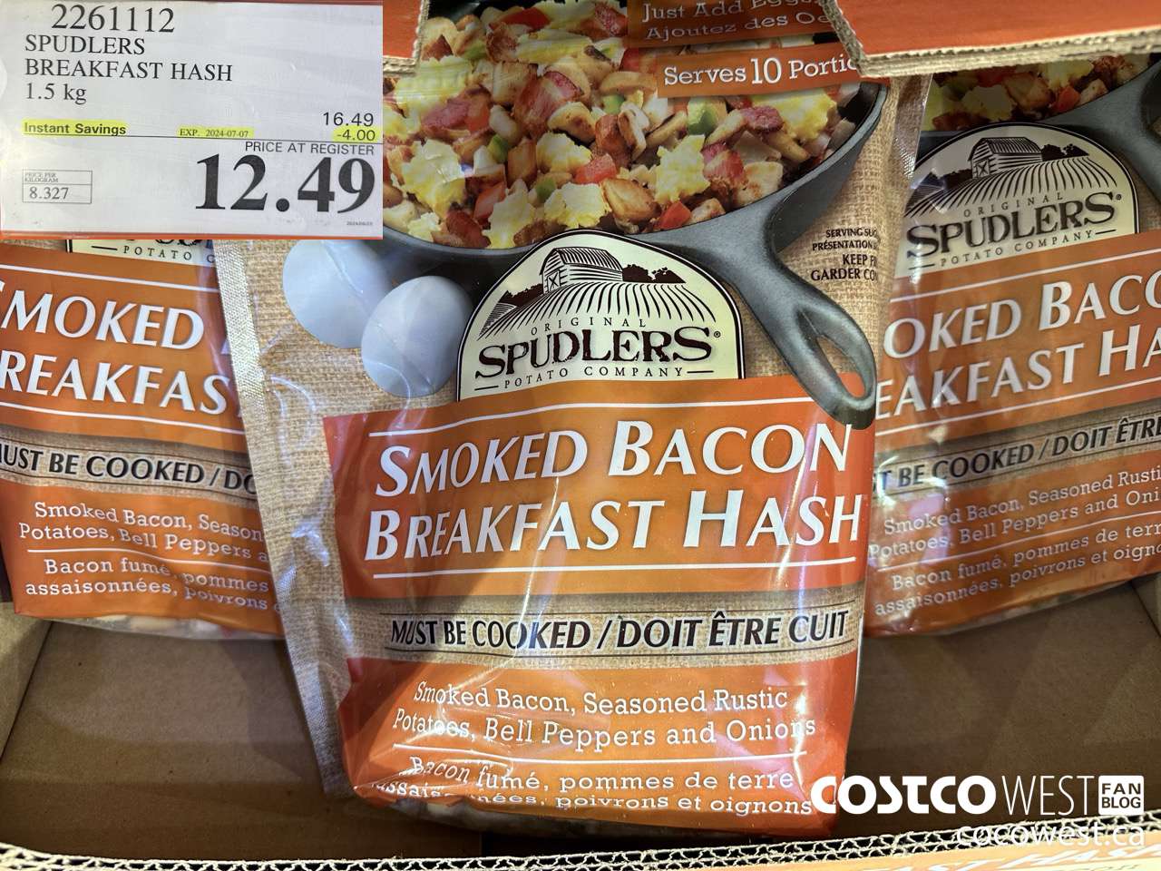2261112 SPUDLERS BREAKFAST HASH 1.5 KG ($4.00 INSTANT SAVINGS EXPIRES ON 2024-07-07) $12.49