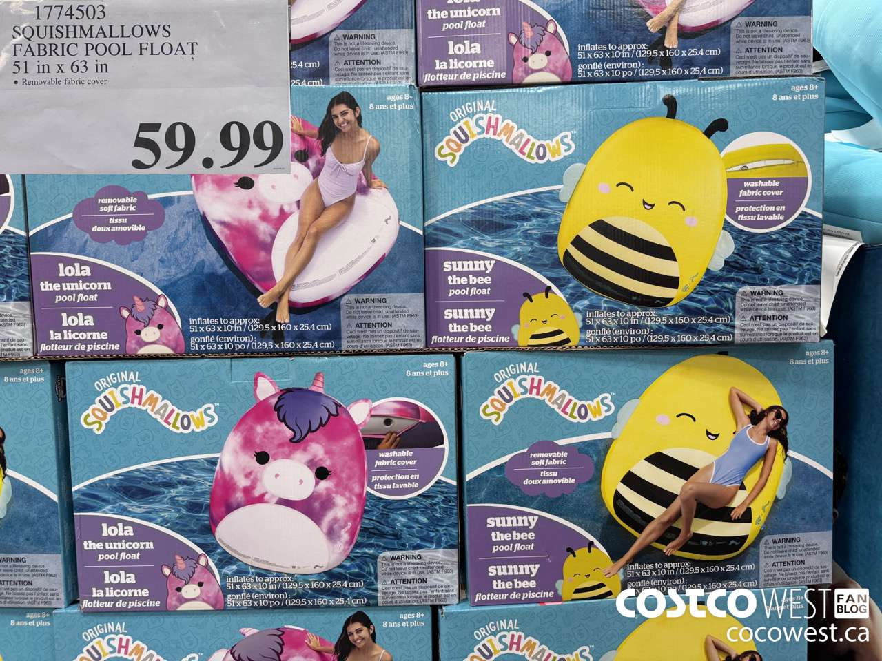 1774503 SQUISHMALLOWS FABRIC POOL FLOAT 51 IN X 63 IN $59.99