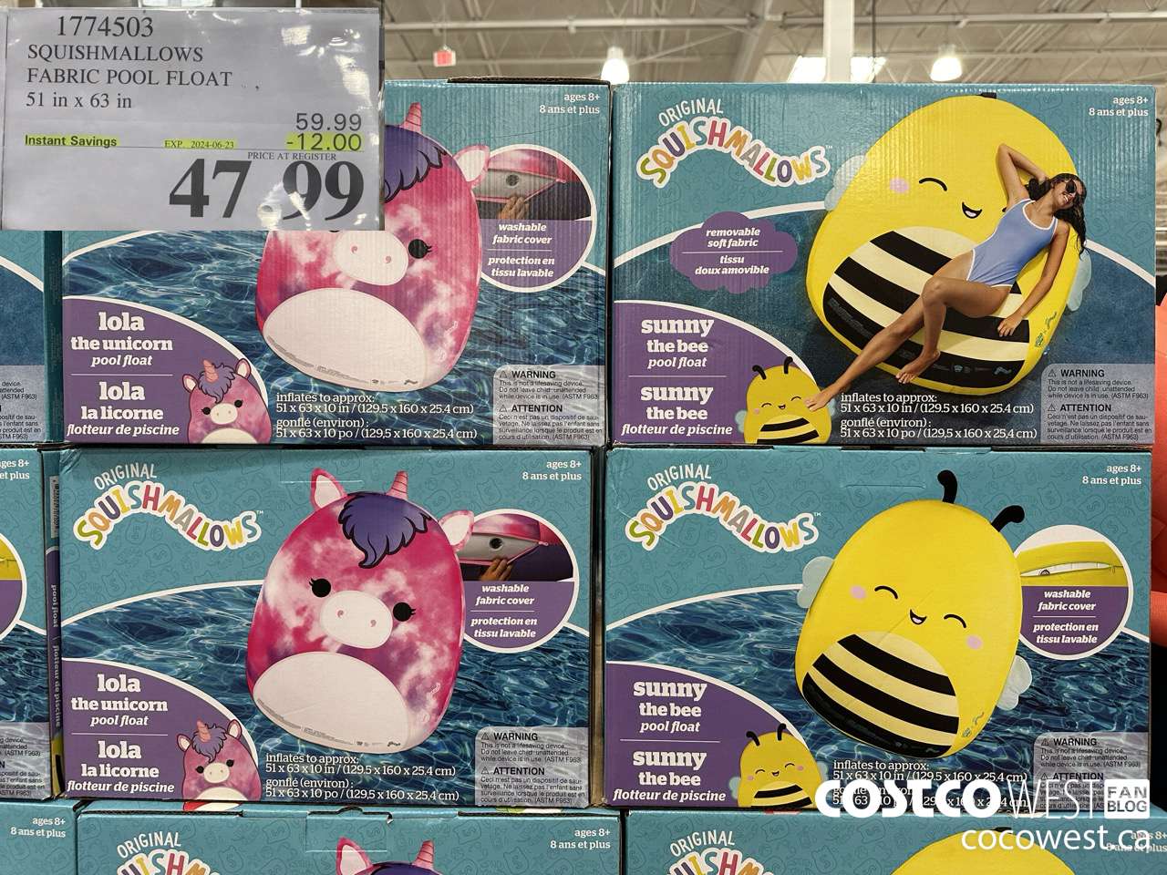 1774503 SQUISHMALLOWS FABRIC POOL FLOAT  ($12.00 INSTANT SAVINGS EXPIRES ON 2024-06-23) $47.99