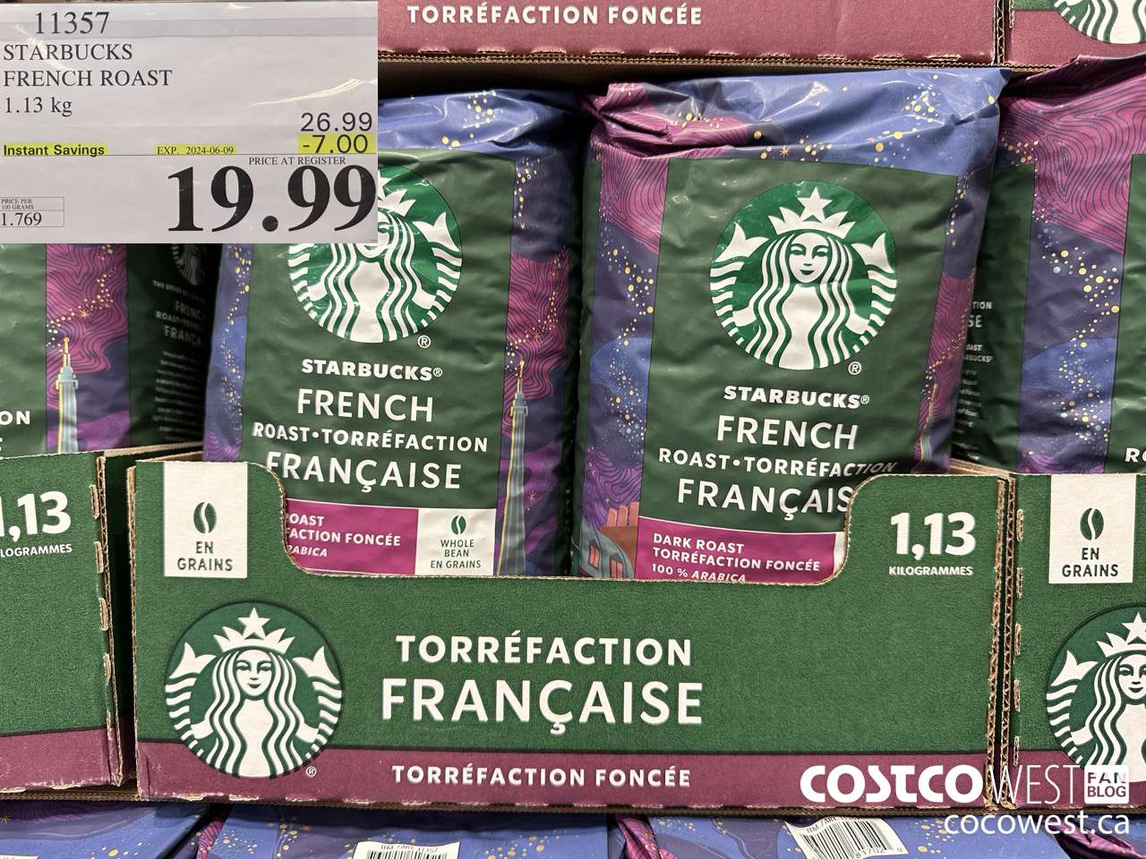 11357 STARBUCKS FRENCH ROAST 1.13KG ($7.00 INSTANT SAVINGS EXPIRES ON 2024-06-09) $19.99