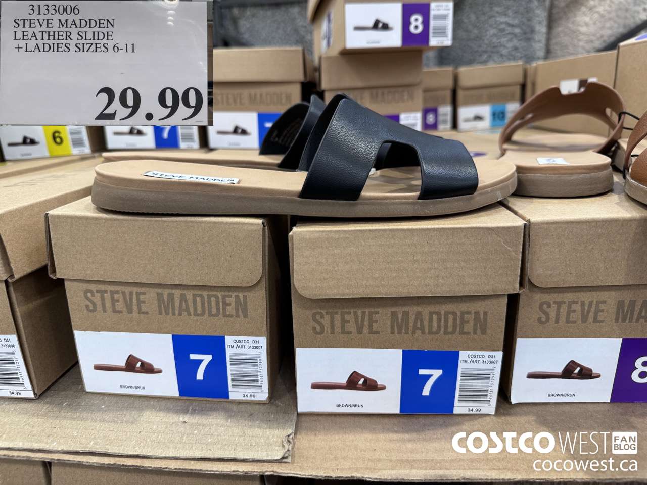 3133006 STEVE MADDEN LEATHER SLIDE LADIES SIZES 6-11  $29.99