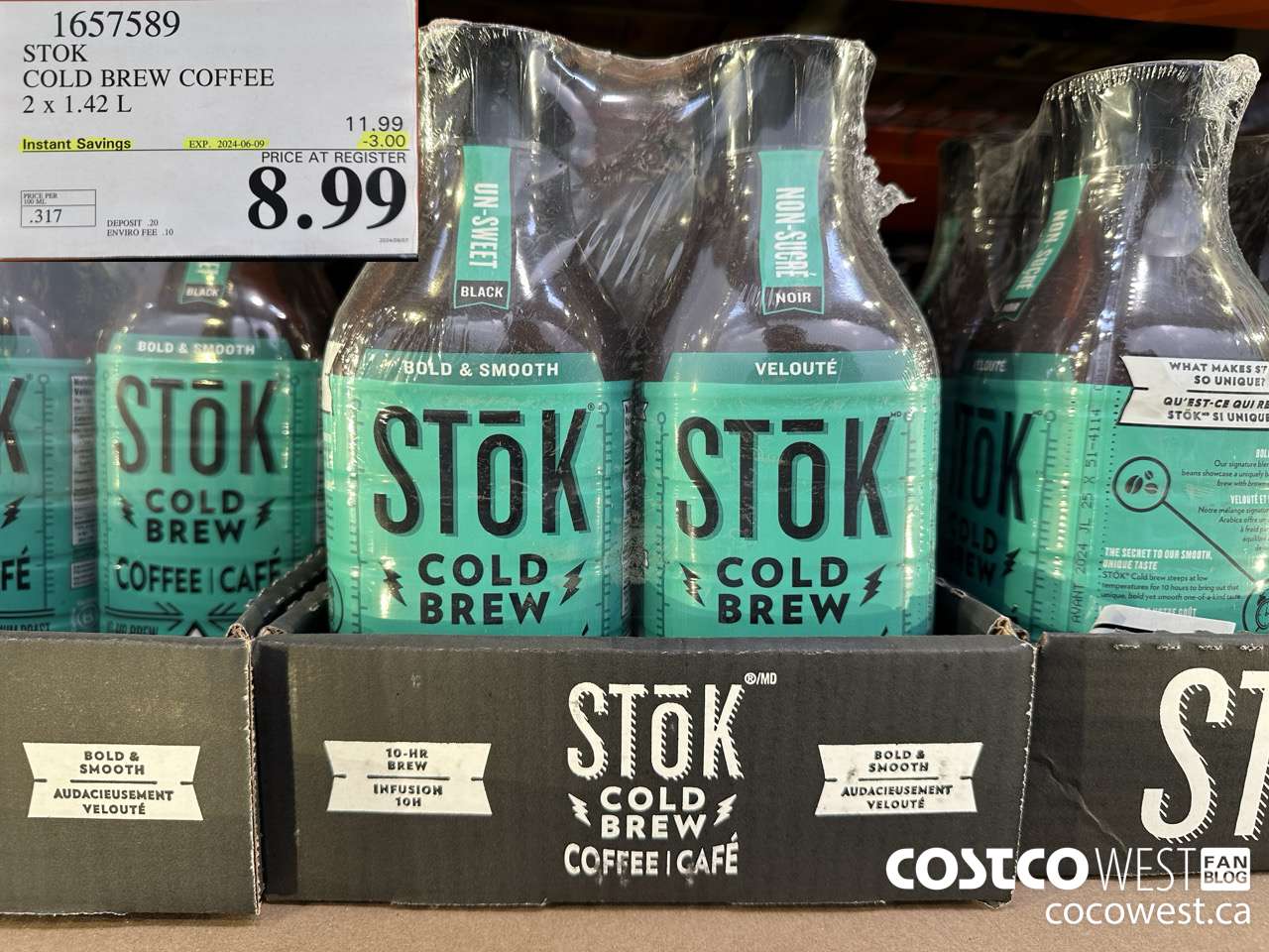1657589 STOK COLD BREW COFFEE 2 X 1.42 L ($3.00 INSTANT SAVINGS EXPIRES ON 2024-06-09) $8.99