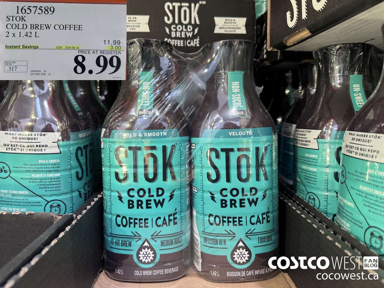 1657589 STOK COLD BREW COFFEE 2 X 1.42 L ($3.00 INSTANT SAVINGS EXPIRES ON 2024-06-16) $8.99