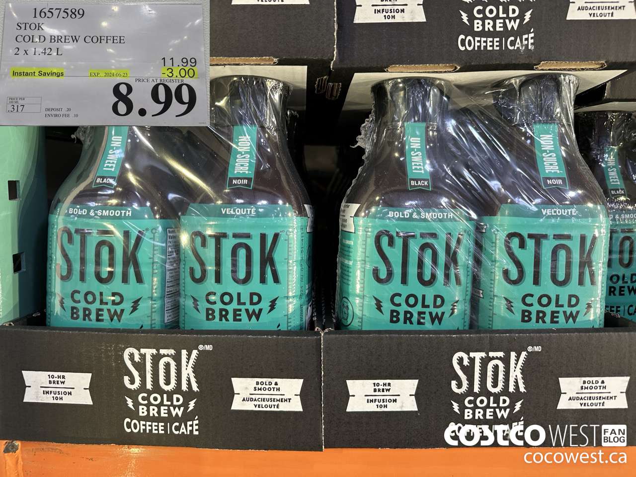 1657589 STOK COLD BREW COFFEE 2 X 1.42 L ($3.00 INSTANT SAVINGS EXPIRES ON 2024-06-23) $8.99