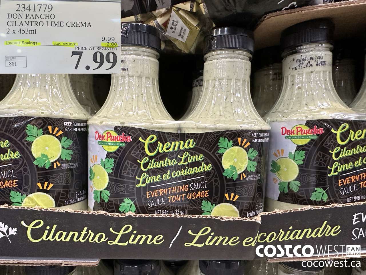 2341779 STONEMILL KITCHENS CILANTRO LIME CREMA 2 X 453 ML ($2.00 INSTANT SAVINGS EXPIRES ON 2024-06-30) $7.99