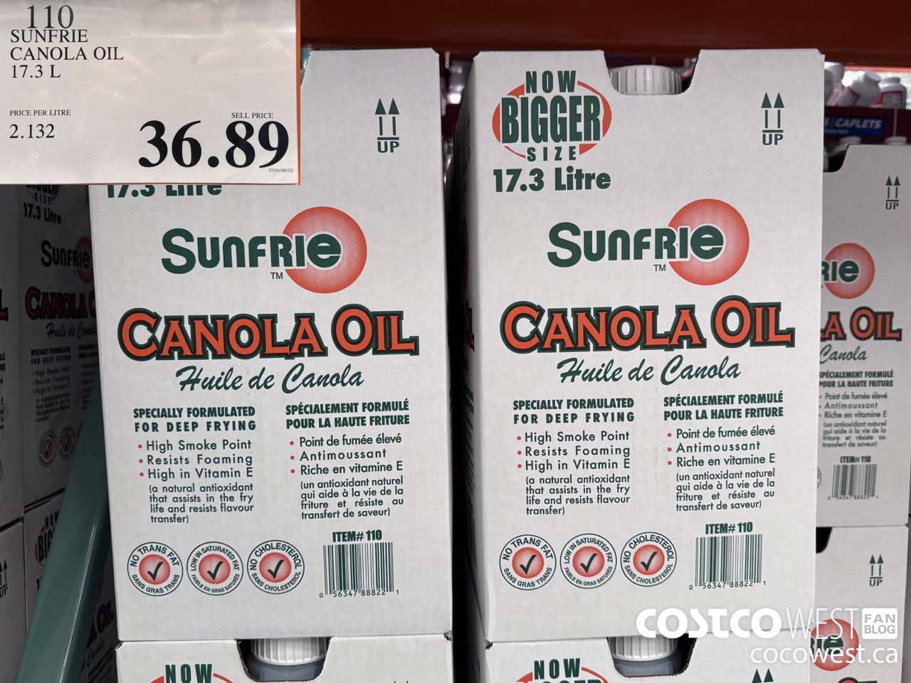 110 SUNFRIE CANOLA OIL 17.3 L $36.89