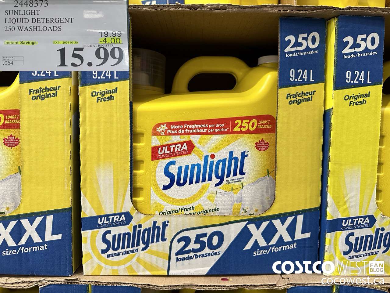 2448373 SUNLIGHT LIQUID DETERGENT 250 WASHLOADS ($4.00 INSTANT SAVINGS EXPIRES ON 2024-06-30) $15.99