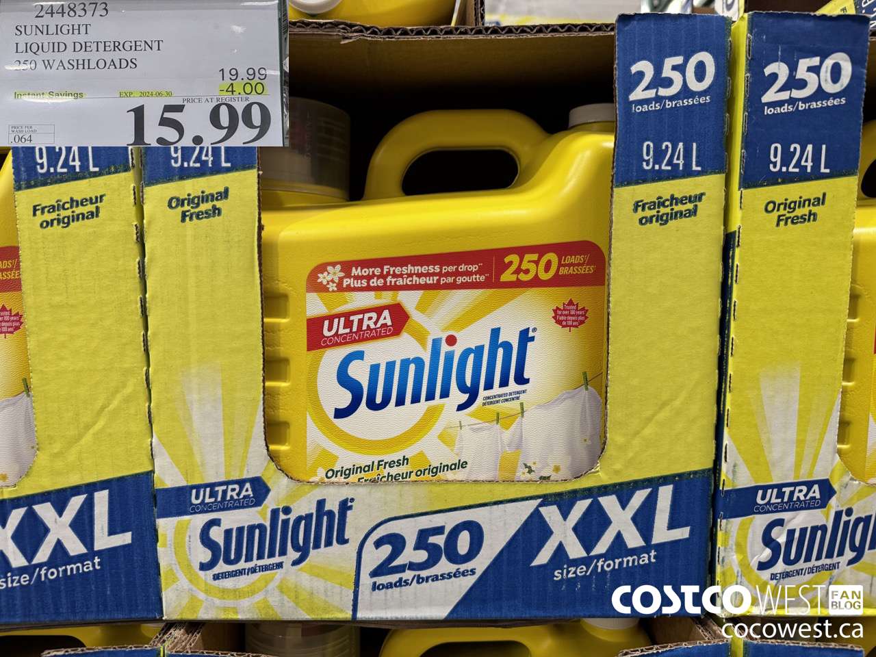 2448373 SUNLIGHT LIQUID DETERGENT 250 WASHLOADS ($4.00 INSTANT SAVINGS EXPIRES ON 2024-06-30) $15.99