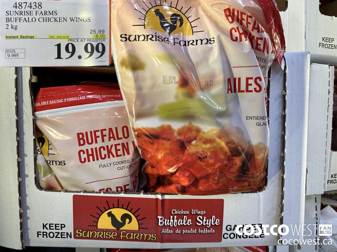 487438 SUNRISE FARMS BUFFALO CHICKEN WINGS 2 kg ($6.00 INSTANT SAVINGS EXPIRES ON 2024-06-09) $19.99