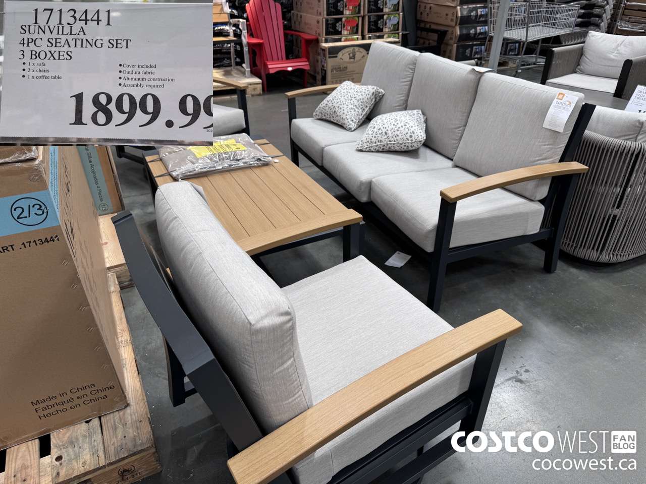 1713441 SUNVILLA 4PC SEATING SET 3 BOXES $1899.99