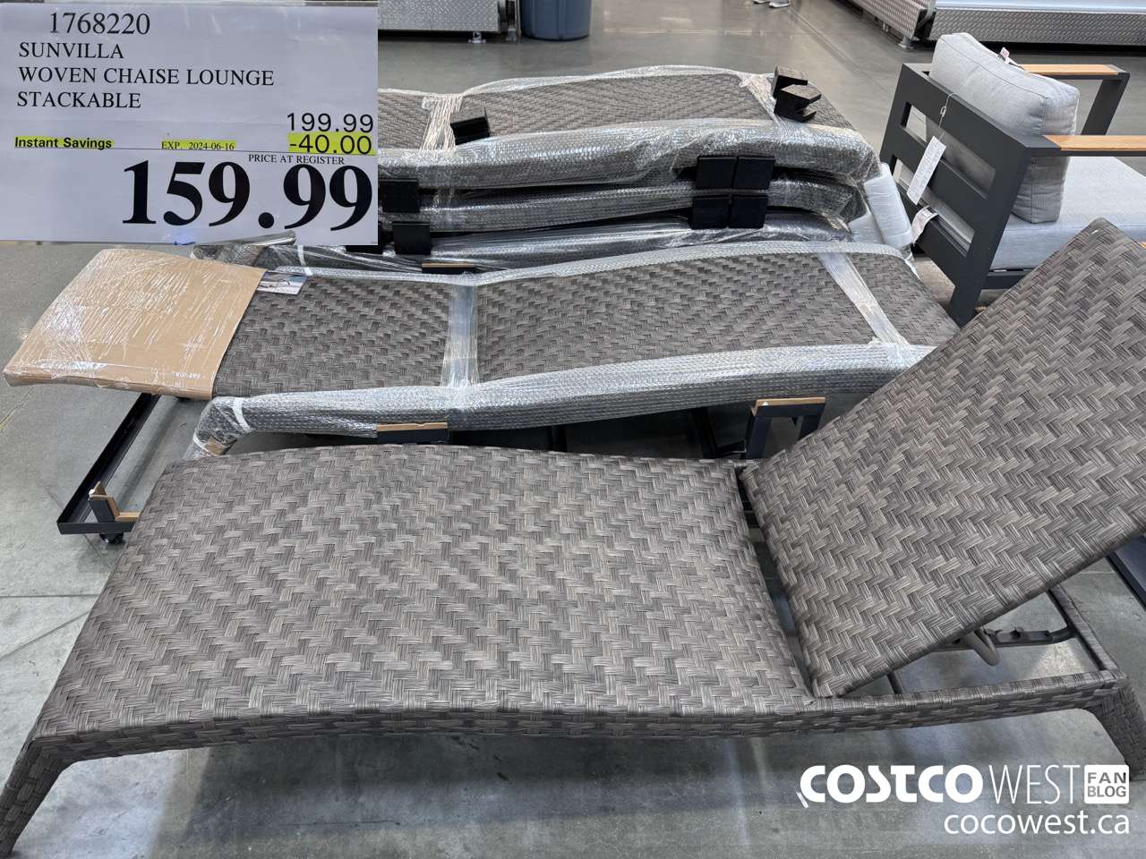 1768220 SUNVILLA WOVEN CHAISE LOUNGE STACKABLE ($40.00 INSTANT SAVINGS EXPIRES ON 2024-06-16) $159.99