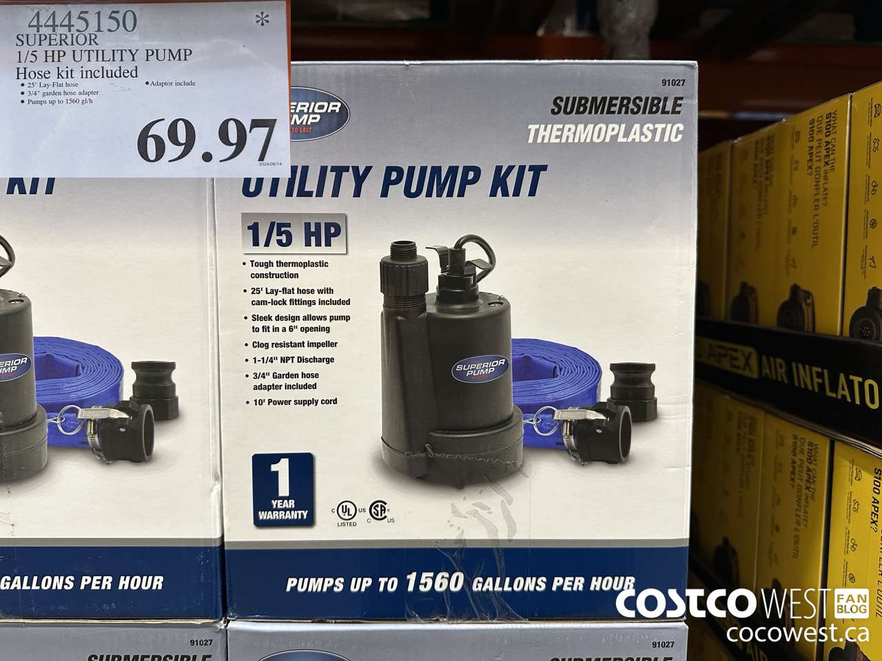 4445150 SUPERIOR 1/5 HP UTILITY PUMP HOSE KIT INCLUDED $69.97