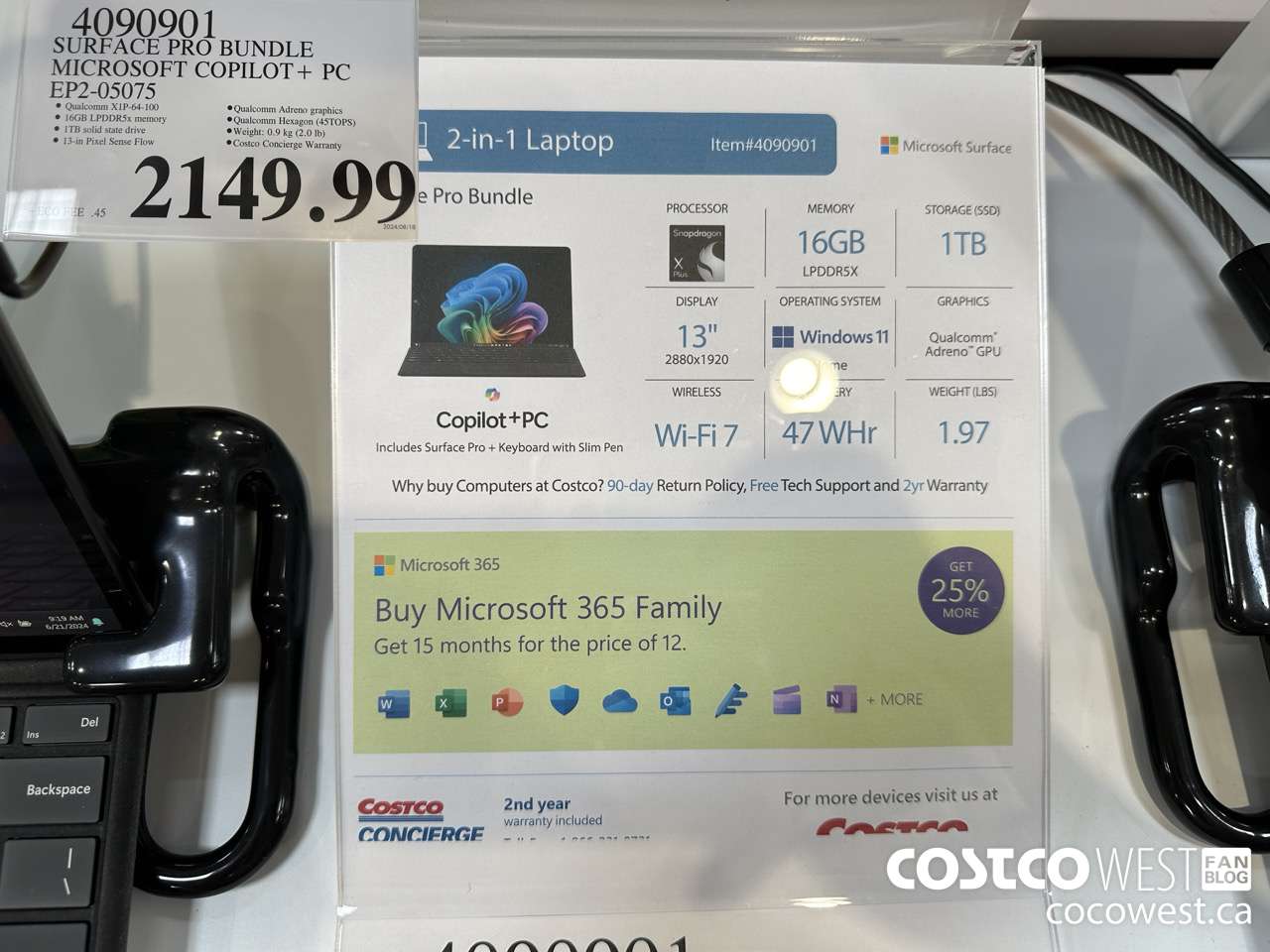 4090901 SURFACE PRO BUNDLE MICROSOFT COPILOT + PC EP2-05075 $2149.99