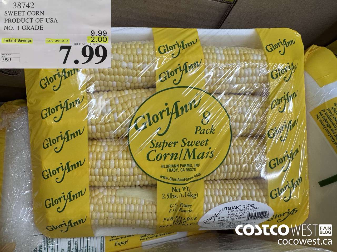 38742 SWEET CORN PRODUCT OF USA NO. 1 GRADE ($2.00 INSTANT SAVINGS EXPIRES ON 2024-06-16) $7.99