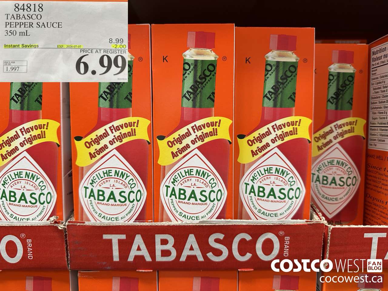 84818 TABASCO PEPPER SAUCE 350 ML ($2.00 INSTANT SAVINGS EXPIRES ON 2024-07-07) $6.99