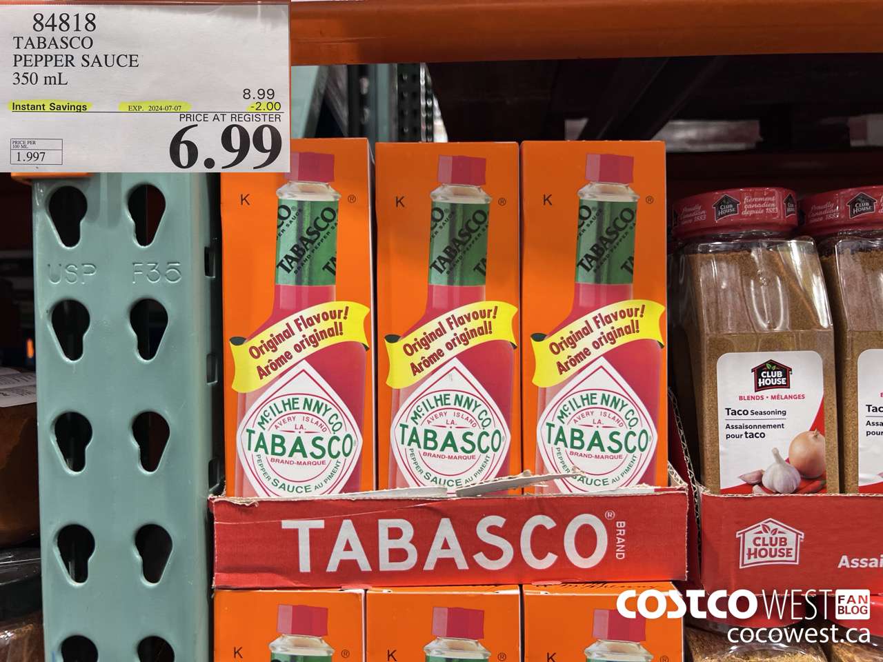 84818 TABASCO PEPPER SAUCE 350 ML ($2.00 INSTANT SAVINGS EXPIRES ON 2024-07-07) $6.99