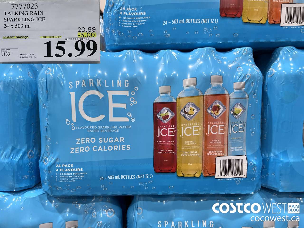 7777023 TALKING RAIN SPARKLING ICE 24 X 503ML ($5.00 INSTANT SAVINGS EXPIRES ON 2024-07-07) $15.99