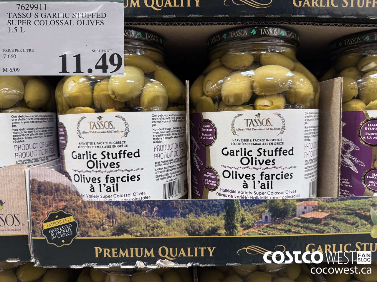 7629911 TASSO'S GARLIC STUFFED SUPER COLOSSAL OLIVES 1.5 L $11.49