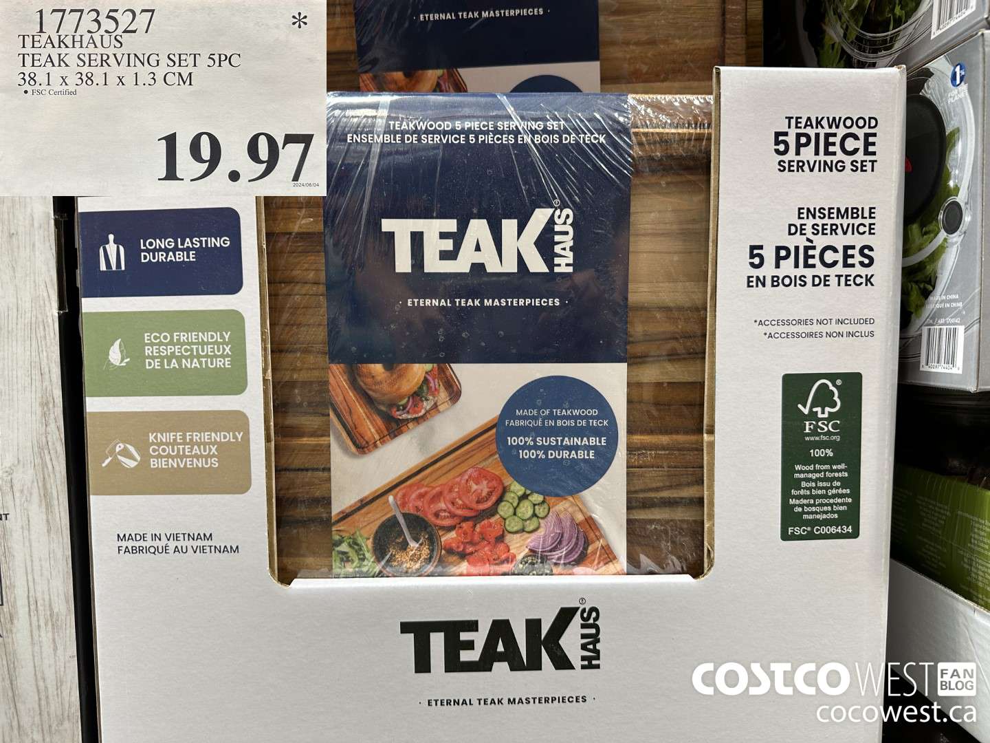 1773527 TEAKHAUS TEAK SERVING SET 5PC 38.1 x 38.1 x 1.3 CM  $19.97