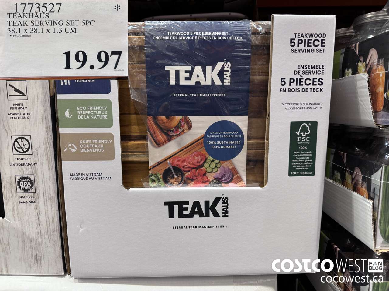 1773527 TEAKHAUS TEAK SERVING SET 5PC 38.1 x 38.1 x 1.3 CM  $19.97