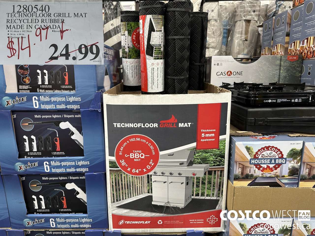 1280540 TECHNOFLOOR GRILL MAT RECYCLED RUBBER MADE IN CANADA $14.97