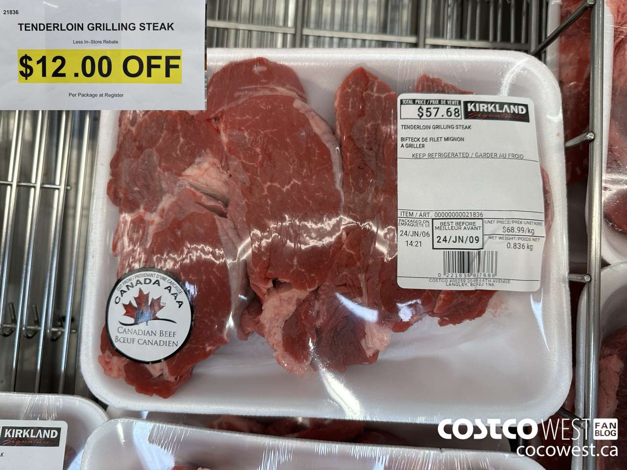 21836 TENDERLOIN GRILLING STEAK ($12.00 INSTANT SAVINGS)