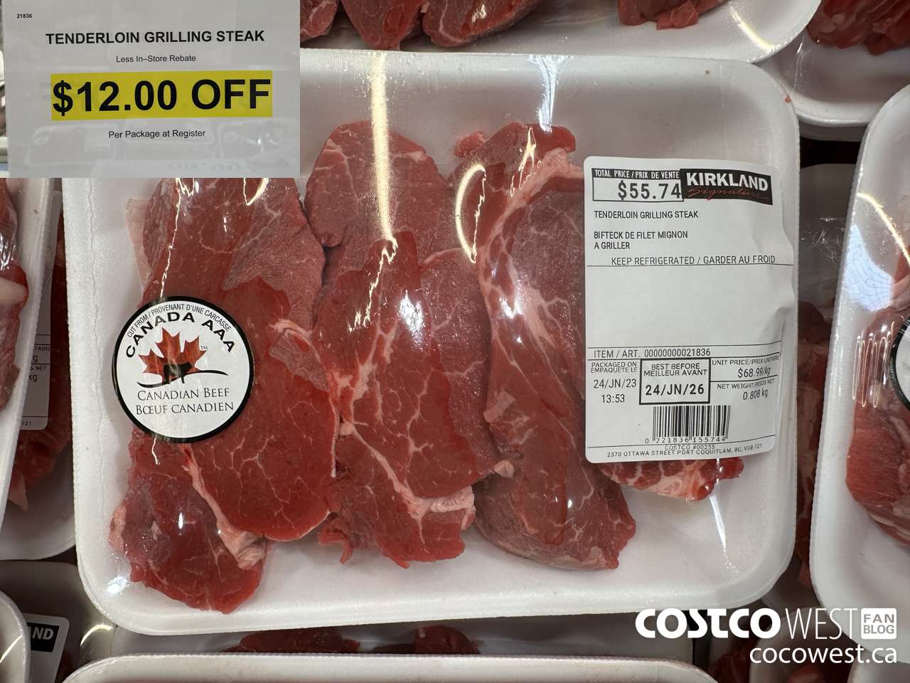 21836 TENDERLOIN GRILLING STEAK ($12.00 INSTANT SAVINGS)