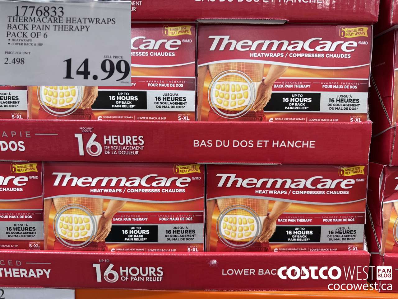 1776833 THERMACARD HEATWRAPS BACK PAIN THERAPY PACK OF 6 $14.99